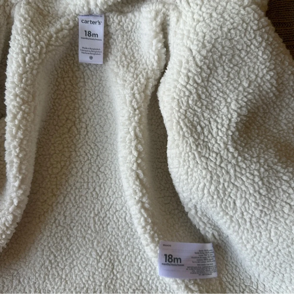 EUC Carter’s Unisex Baby Bear Sherpa Hoodie, Light Blue, 18 Months